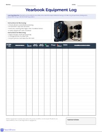 Yearbook Equipment Checkout and Checkin Log