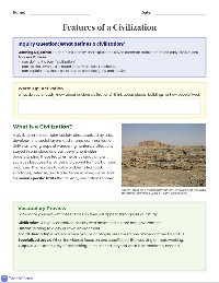 Features of a Civilization