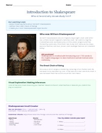 Introducing William Shakespeare: The Bard's World