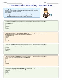 Context Clues Detective Worksheet