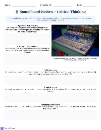 Sound Engineering Review Worksheet