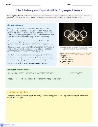 Olympic Games Reading & Writing