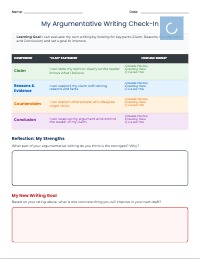 Argumentative Writing Self-Assessment and Goal Setting