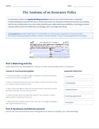 Policy Puzzle Relay Insurance Worksheet