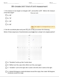 8th Grade Geometry End-of-Unit Assessment