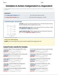 Algebra I Section 4.6: Identifying Variables