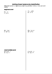 Worksheet solving systems by substitution