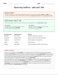 Mastering Suffixes: The -able and -ible Workshop
