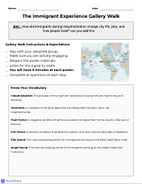 Immigration and Industrialization Gallery Walk