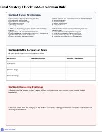 Norman Conquest 1066 Revision Worksheet