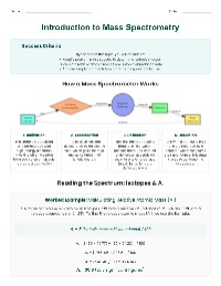 Introduction to Mass Spectrometry and IR Spectroscopy