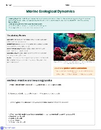 Marine Ecology Problem-Solving Practice