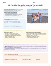 Family Description Review for Spanish 3