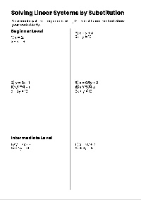 Worksheet solving systems by substitution
