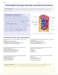Integrated Systems: Muscular and Endocrine Physiology