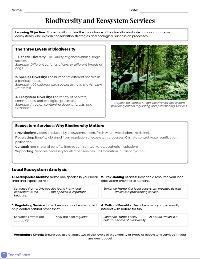 Biodiversity and Conservation Handout