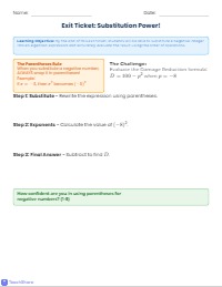 Evaluation Exit Ticket