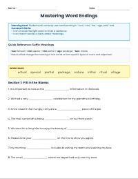 Suffix Mastery: Tual, Cial/Tial, Age, and Ture