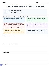 Topic Comprehension Choice Board