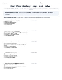 Latin Roots: Cept and Ceive Mastery Quiz