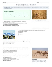 Exploring Global Habitats: A Discovery Worksheet