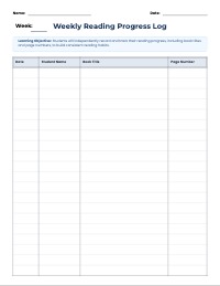 My Independent Reading Progress Log