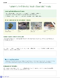 Australian Birds as Natural Engineers