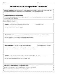 Mastering Integer Addition Guided Notes