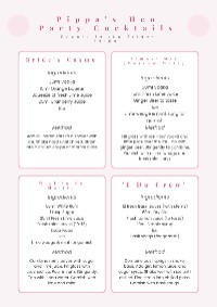 Elegant Hen Party Cocktail Cards