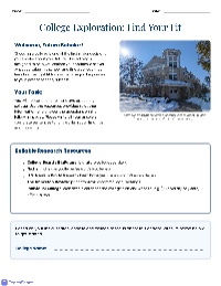 College Exploration Activity