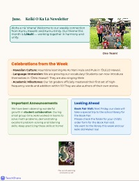 Keiki O Ka Lā Weekly Classroom Newsletter