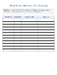 Movie Review Peer Feedback