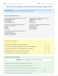 Mastering Windows 10 Basics Worksheet