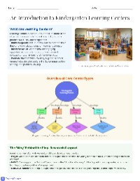Introduction to Kindergarten Learning Centers