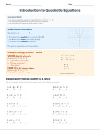 Section 9.1: Understand the Structure of Quadratic Equations
