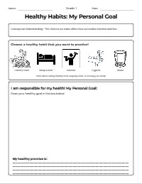 Healthy Habits: My Personal Responsibility Worksheet