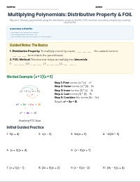 Algebra I Section 8.3: Multiply Polynomials