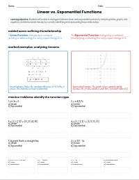 Section 7.6: Comparing Linear and Exponential Relationships