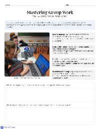 Guide to Effective Group Work