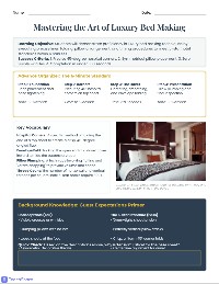 Luxury Bed Making Drill