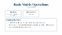 Basic Matrix Operations