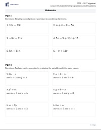 Understanding Algebraic Expressions and Equations
