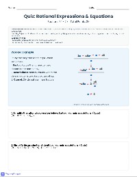 Rational Expressions Alternative Quiz