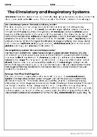 Understanding Circulatory and Respiratory Systems