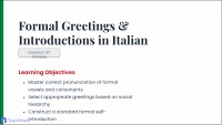 Formal Greetings & Introductions