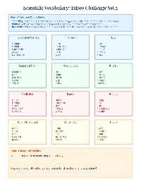 Science Vocabulary Taboo Cards
