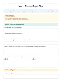 Mathematics Comprehensive End-of-Topic Assessment