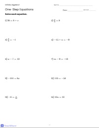 One-Step Equations Practice