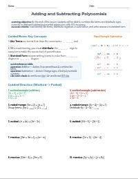 Section 8.2: Add and Subtract Polynomials