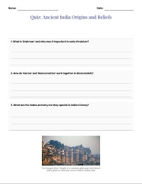 Ancient India: History and Hindu Beliefs Quiz
